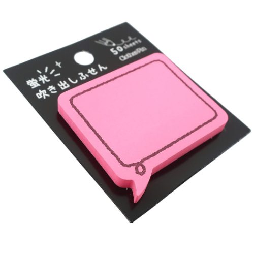 付箋 蛍光 吹き出し ふせん ネオンカラー 四角型ピンク かわいい グッズ メール便可
