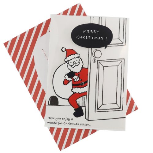 クリスマスカード ウォール ステッカーカード ひょっこりサンタ Xmas グッズ メール便可