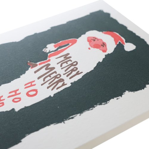 クリスマスカード エッグプレス 箔押 カード メリーサンタ Xmas グッズ メール便可