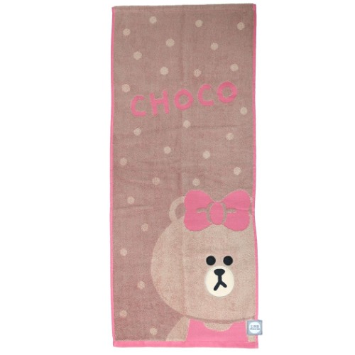 フェイスタオル LINE FRIENDS ジャガード ロングタオル ハローチョコ LINEスタンプ キャラクター グッズ メール便可