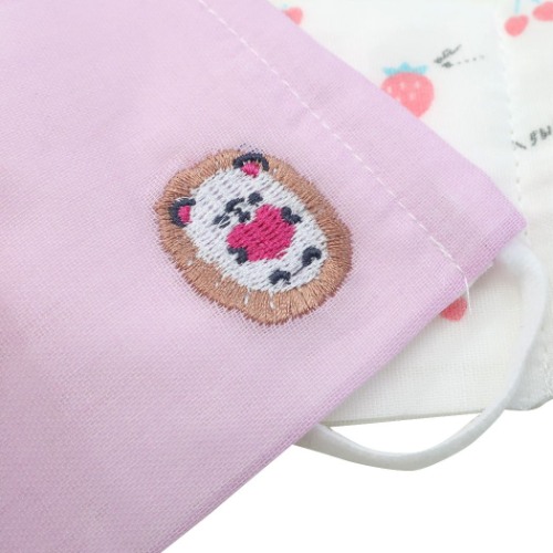 ガーゼ マスク 耳が痛くなりにくい小さめツインマスク 2枚組 ハリネズミxチェリー 新学期準備雑貨 グッズ メール便可