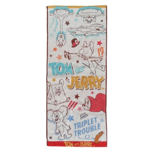 トムとジェリー フェイスタオル 抗菌防臭 パイル ジャガード ロングタオル トラブルジェリー ワーナーブラザース メール便可
