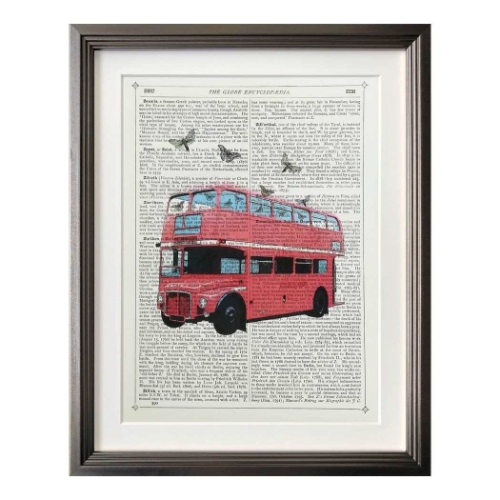 マリオン マコネギー アートフレーム Marion McConaghie Butterfly London Bus 壁掛け 額付き インテリア 取寄品