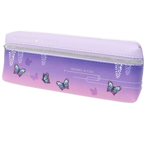 和柄びより ペンケース スマート 2ポケット ペンポーチ チョウ ムラサキ 小学生 中学生 高校生 女の子向け グッズ