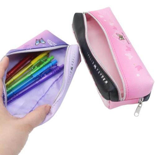 和柄びより ペンケース スマート 2ポケット ペンポーチ チョウ ムラサキ 小学生 中学生 高校生 女の子向け グッズ