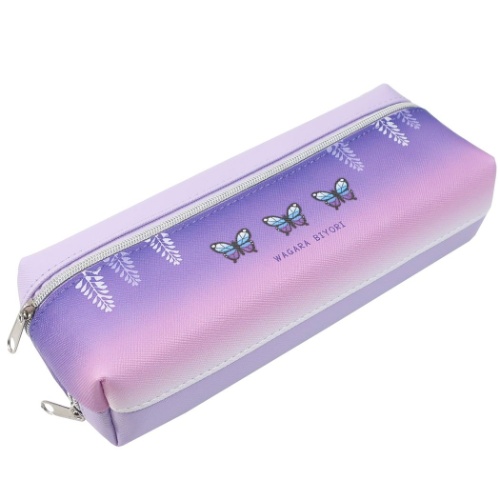 和柄びより ペンケース スマート 2ポケット ペンポーチ チョウ ムラサキ 小学生 中学生 高校生 女の子向け グッズ