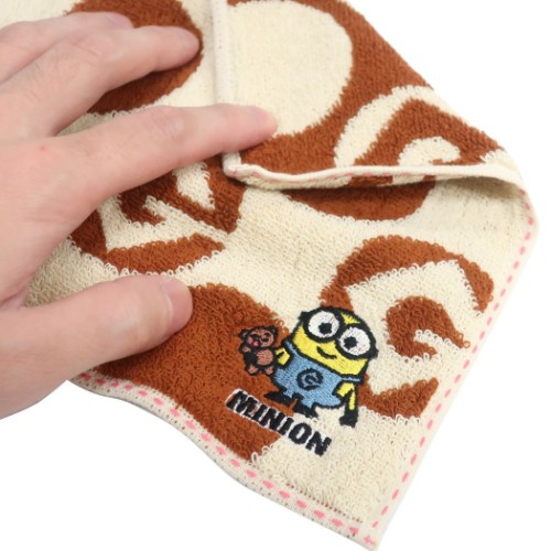 ミニオンズ ジャガード ミニタオル ハンカチタオル グルーマーク ブラウン ユニバーサル映画 キャラクター グッズ メール便可