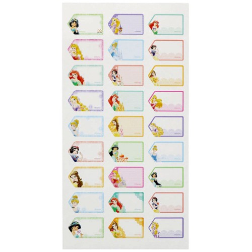 ディズニープリンセス タグに貼れる なまえシール ネームラベルシール 2022年新入学 ディズニー キャラクター グッズ メール便可