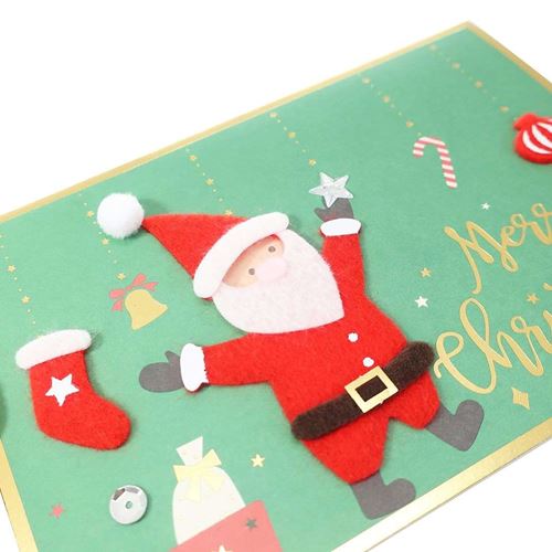 クリスマスカード サンタオーナメント フェルト グリーティングカード Xmas グッズ メール便可