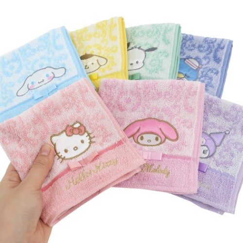 マイメロディ ミニタオル 抗菌防臭 ジャガード ハンカチタオル フルールピンク サンリオ キャラクター グッズ メール便可