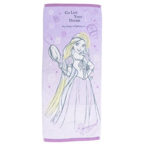 塔の上のラプンツェル フェイスタオル 抗菌防臭 ロングタオル メロウドリーム ディズニープリンセス キャラクター グッズ メール便可