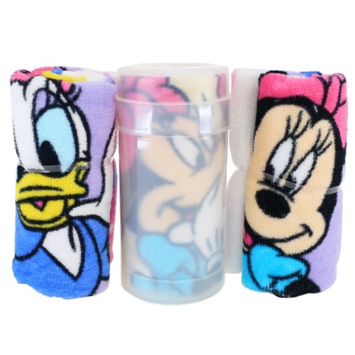 ミニー＆デイジー ハンドタオル 円筒ケース付き 制菌 ハンドタオル 3枚セット キュートアイテム ディズニー キャラクター グッズ