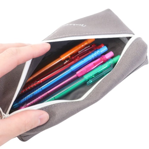 筆箱 キャンバス スマート 2ポケット ペンポーチ メイクユーハッピー 小学生 中学生 高校生 グッズ
