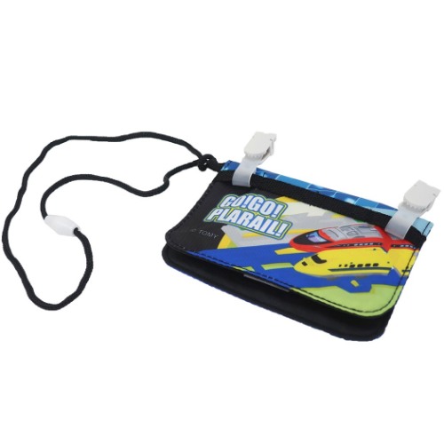 プラレール クリップポーチ ネックコード付き ミニ おでかけ ウォレット ブラック 鉄道 キャラクター グッズ メール便可