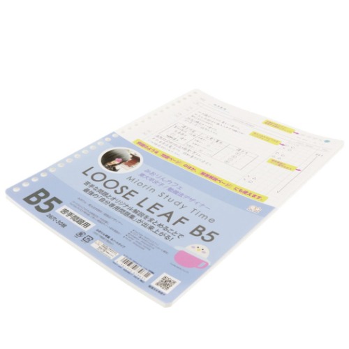 ルーズリーフ 26穴 みおりん Study Time B5 学習ノート 苦手問題用 中学生 高校生 グッズ メール便可