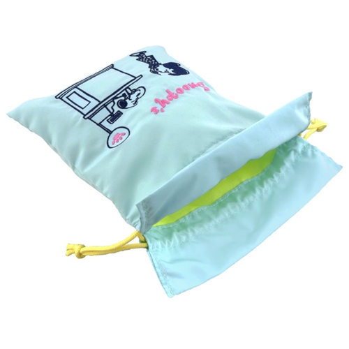 スヌーピー 巾着袋 刺繍 きんちゃくポーチ Delicious Food Market ライトブルー ピーナッツ キャラクター グッズ メール便可