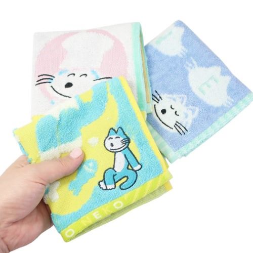 11ぴきのねこ ミニタオル ジャガード ハンカチタオル アルファベット 絵本キャラクター グッズ メール便可