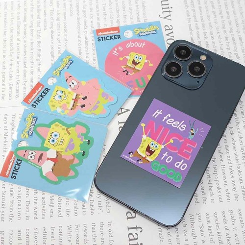 スポンジボブ ビッグシール ステッカー S スクエアパープル キャラクター グッズ メール便可