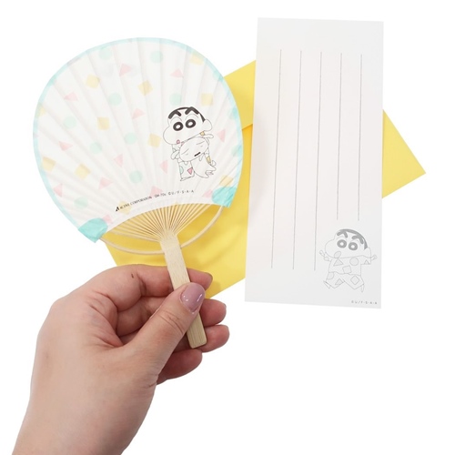 サマーカード クレヨンしんちゃん 一筆箋付き ミニ 竹うちわカード クレヨンしんちゃん アニメキャラクター グッズ メール便可