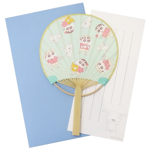 サマーカード クレヨンしんちゃん 一筆箋付き ミニ 竹うちわカード しんちゃんとシロ アニメキャラクター グッズ メール便可