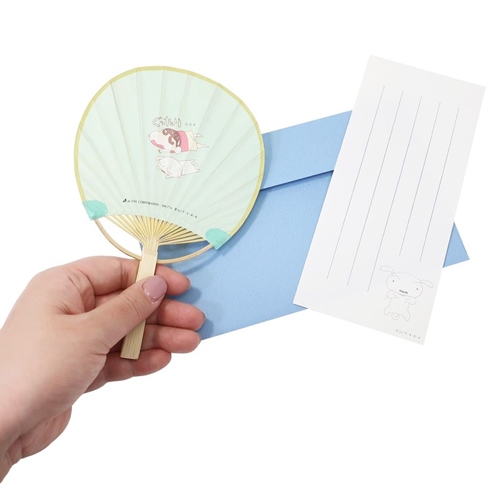 サマーカード クレヨンしんちゃん 一筆箋付き ミニ 竹うちわカード しんちゃんとシロ アニメキャラクター グッズ メール便可
