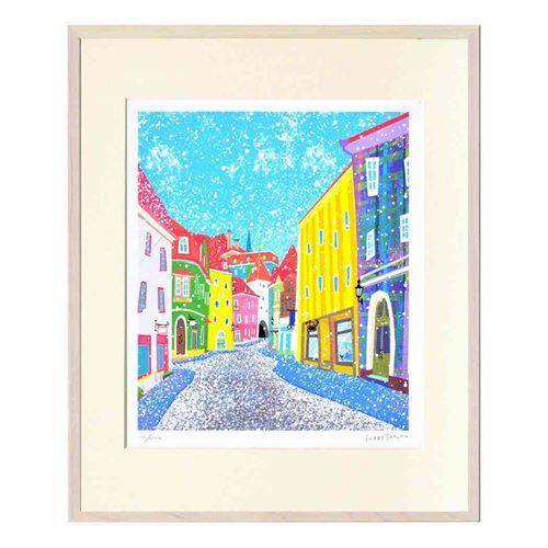 はりたつお アートフレーム ジクレー版画 雪降るタリン歴史地区 世界遺産シリーズ エディションナンバー入り限定300枚 額付き 取寄品