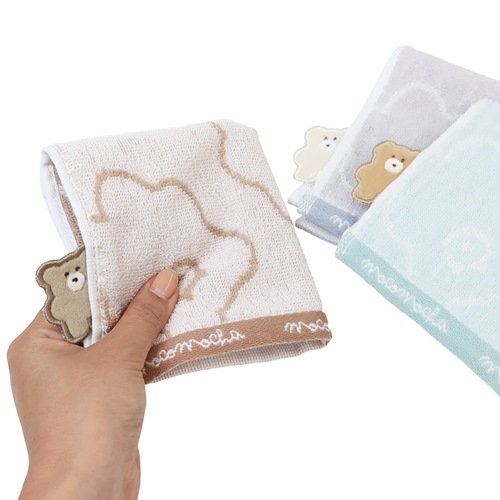 モコモカ ミニタオル ジャガードロングタオルタオルハンカチ 総柄 かわいい グッズ メール便可