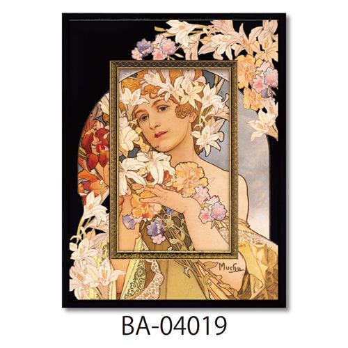 ミュシャ 名画 ビッグアート 名画Sシリーズ フラワー ギフト 額付き インテリア 取寄品