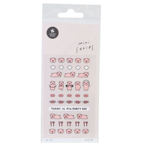 スワテリエ シールシート スワテリエミニステッカー deco.06 ぶた アニマル かわいい グッズ メール便可
