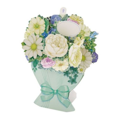 グリーティングカード フローラル FA18-1 ポップアップカード 多目的 グリーン系ブーケ 花束 お誕生日 お祝い お礼 グッズ メール便可