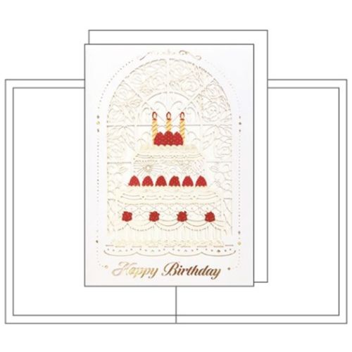 グリーティングカード 誕生日カード レーザーカット バースデーケーキ 封筒付き グッズ メール便可