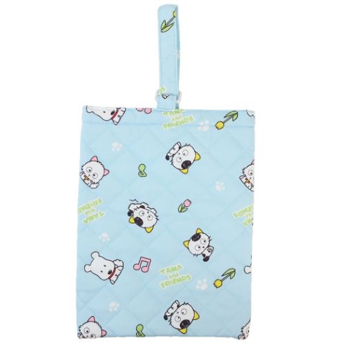 タマ＆フレンズ キルトシューズケース 体育館靴入れ サックス 新入学 キャラクター グッズ メール便可