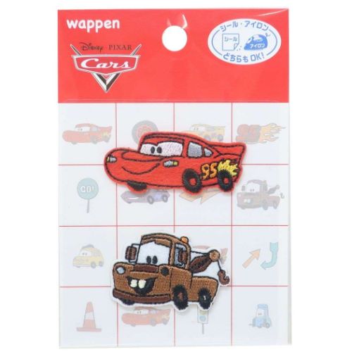 カーズ ワッペン ミニアイロンパッチシール2枚セット マックイーン メーター ディズニー キャラクター グッズ メール便可