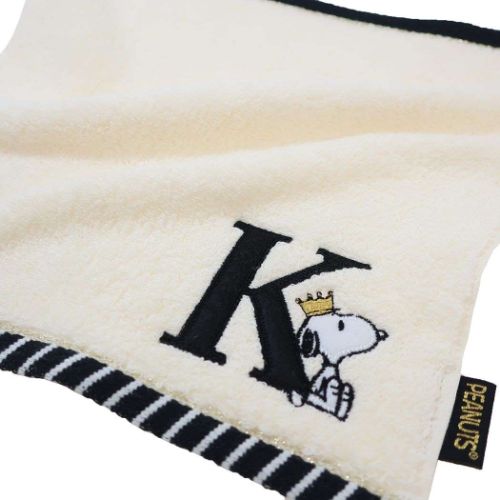 スヌーピー ミニタオル ふわふわイニシャルハンカチタオル K ピーナッツ キャラクター グッズ メール便可