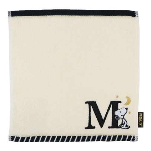 スヌーピー ミニタオル ふわふわイニシャルハンカチタオル M ピーナッツ キャラクター グッズ メール便可