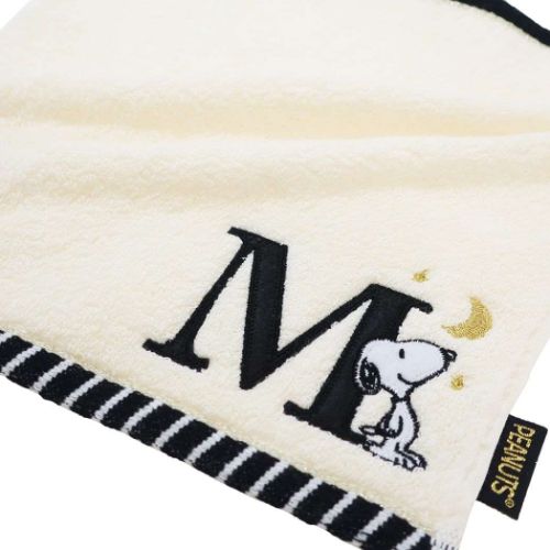 スヌーピー ミニタオル ふわふわイニシャルハンカチタオル M ピーナッツ キャラクター グッズ メール便可