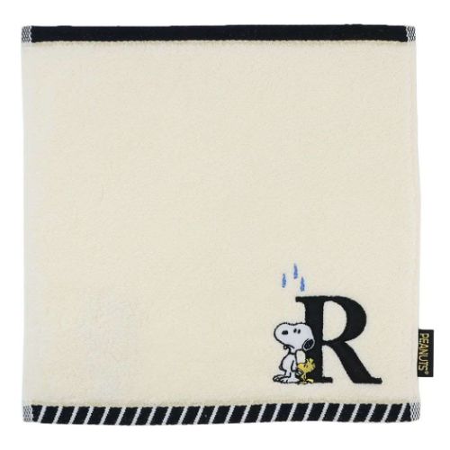スヌーピー ミニタオル ふわふわイニシャルハンカチタオル R ピーナッツ キャラクター グッズ メール便可