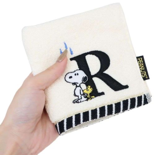 スヌーピー ミニタオル ふわふわイニシャルハンカチタオル R ピーナッツ キャラクター グッズ メール便可