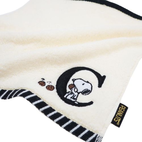 スヌーピー ミニタオル ふわふわイニシャルハンカチタオル C ピーナッツ キャラクター グッズ メール便可