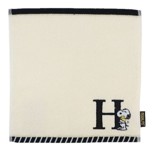 スヌーピー ミニタオル ふわふわイニシャルハンカチタオル H ピーナッツ キャラクター グッズ メール便可