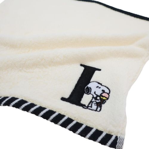 スヌーピー ミニタオル ふわふわイニシャルハンカチタオル I ピーナッツ キャラクター グッズ メール便可