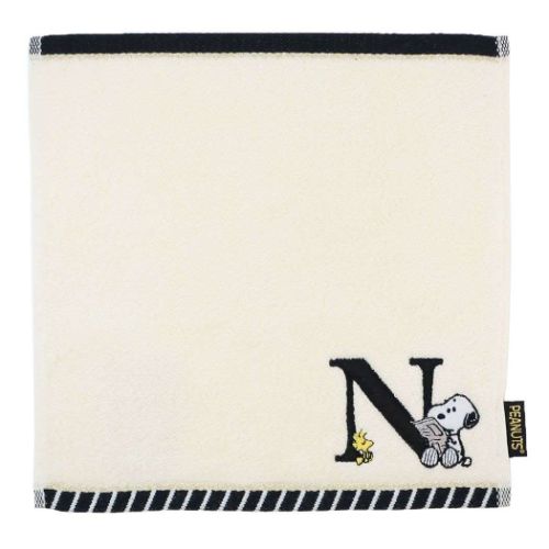 スヌーピー ミニタオル ふわふわイニシャルハンカチタオル N ピーナッツ キャラクター グッズ メール便可
