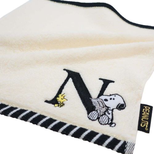 スヌーピー ミニタオル ふわふわイニシャルハンカチタオル N ピーナッツ キャラクター グッズ メール便可