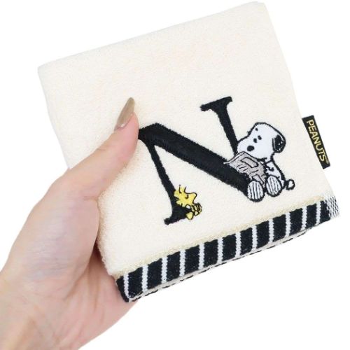 スヌーピー ミニタオル ふわふわイニシャルハンカチタオル N ピーナッツ キャラクター グッズ メール便可