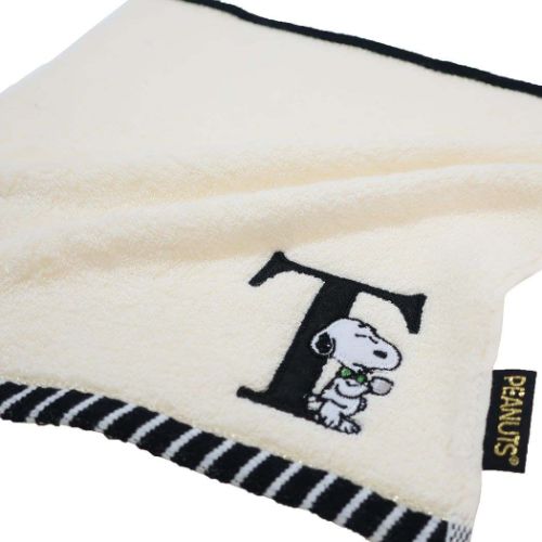 スヌーピー ミニタオル ふわふわイニシャルハンカチタオル T ピーナッツ キャラクター グッズ メール便可