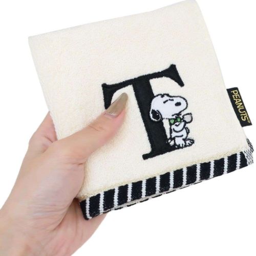 スヌーピー ミニタオル ふわふわイニシャルハンカチタオル T ピーナッツ キャラクター グッズ メール便可