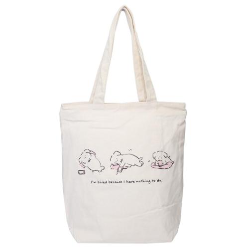 トートバッグ ファスナー付きキャンバストート ごろごろこいぬ かわいい グッズ メール便可