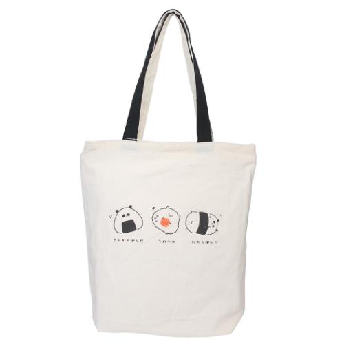 トートバッグ ファスナー付きキャンバストート おむすびぱんだず かわいい グッズ メール便可