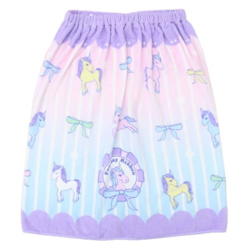 サンハート ラップタオル 60丈マキタオル 60cm丈巻き巻きタオル ユニコーンとリボン グッズ