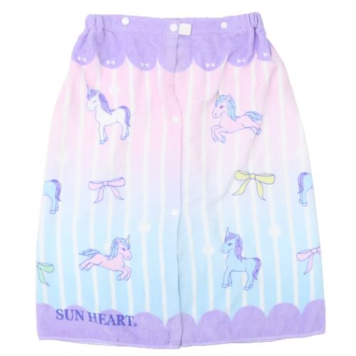 サンハート ラップタオル 60丈マキタオル 60cm丈巻き巻きタオル ユニコーンとリボン グッズ